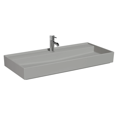 Vitra Archiplan Lavabo 100x46 cm Tek Armatür Delikli, Su Taşma Deliksiz, Mat Taş Gri - 1