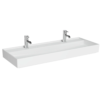 Vitra Archiplan Lavabo 120x46 cm Çift Armatür Delikli, Su Taşma Deliksiz, Beyaz - 1