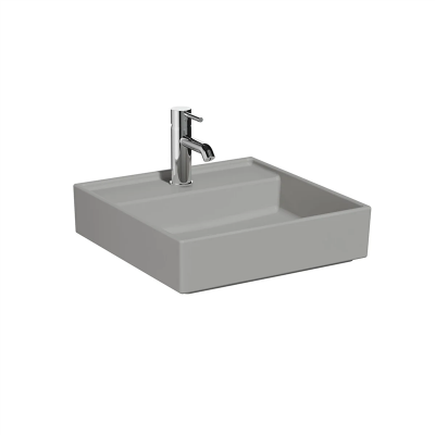 Vitra Archiplan Lavabo 45x46 cm Tek Armatür Delikli, Su Taşma Deliksiz, Mat Taş Gri - 1