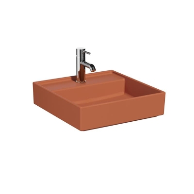 Vitra Archiplan Lavabo 45x46 cm Tek Armatür Delikli, Su Taşma Deliksiz, Mat Terra Rosa - 1