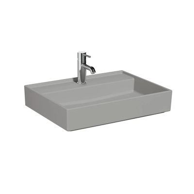 Vitra Archiplan Lavabo 60x46 cm Tek Armatür Delikli, Su Taşma Deliksiz, Mat Taş Gri - 1