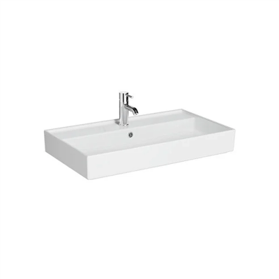 Vitra Archiplan Lavabo 80x46 cm Tek Armatür Delikli, Su Taşma Delikli, Beyaz - 1