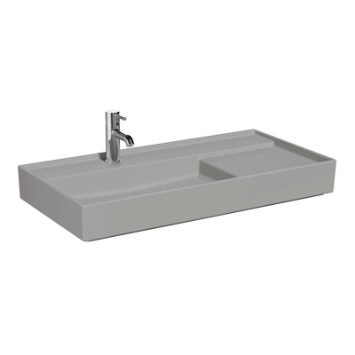 Vitra Archiplan Lavabo 90x46 cm Tek Armatür Delikli, Su Taşma Deliksiz, Mat Taş Gri - 1