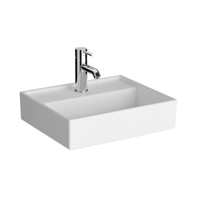 Vitra Archiplan Lavabo Kompakt, 45x38 cm Tek Armatür Delikli, Su Taşma Deliksiz, Beyaz - 1