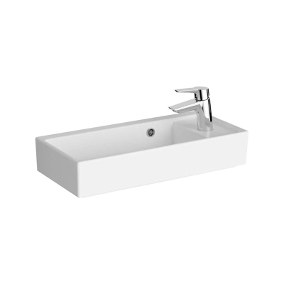 Vitra Archiplan Lavabo Kompakt, 60x28 cm Sağdan Tek Armatür Delikli, Su Taşma Delikli, Beyaz - 1