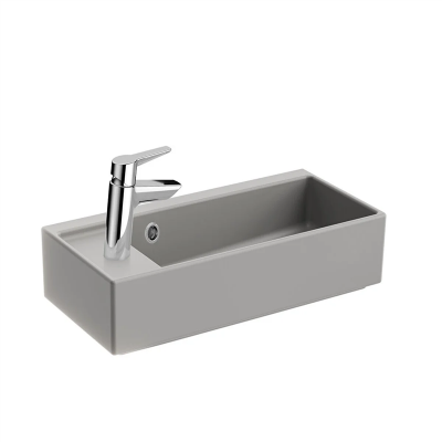 Vitra Archiplan Lavabo Kompakt, 60x28 cm Soldan Tek Armatür Delikli, Su Taşma Delikli, Mat Taş Gri - 1