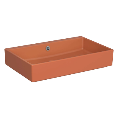 Vitra Archiplan Lavabo Kompakt, 60x38 cm Armatür Deliksiz, Su Taşma Delikli, Mat Terra Rosa - 1