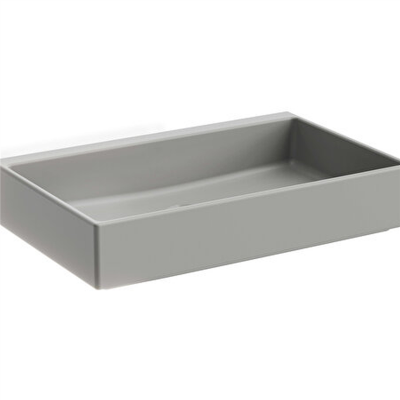 Vitra Archiplan Lavabo Kompakt, 60x38 cm Armatür Deliksiz, Su Taşma Deliksiz, Mat Taş Gri - 1
