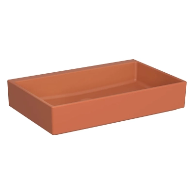 Vitra Archiplan Lavabo Kompakt, 60x38 cm Armatür Deliksiz, Su Taşma Deliksiz, Mat Terra Rosa - 1