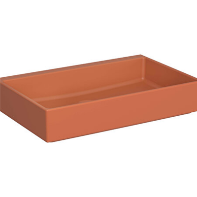 Vitra Archiplan Lavabo Kompakt, 60x38 cm Armatür Deliksiz, Su Taşma Deliksiz, Mat Terra Rosa - 1