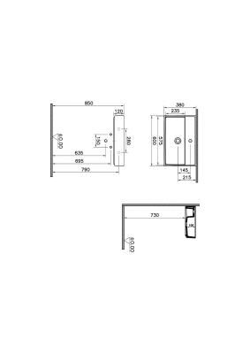 Vitra Archiplan Lavabo Kompakt, 60x38 cm Tek Armatür Delikli, Su Taşma Deliksiz, Mat Taş Gri - 2