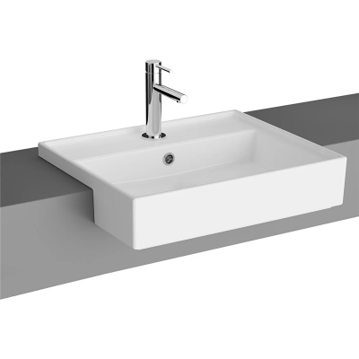 Vitra Archiplan Yarım Tezgah Lavabo 55x46 cm Tek Armatür Delikli, Su Taşma Delikli, Beyaz - 1