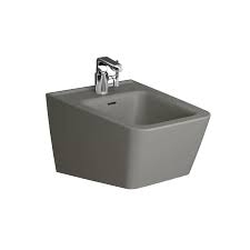 Vitra Equal Asma Bide Gizli Montajlı, 54 cm Tek Armatür Delikli, Su Taşma Delikli, Yanlardan Deliksiz, Clean, Mat Taş Gri - 1