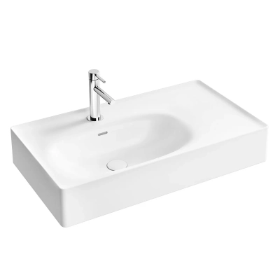 Vitra Equal Çanak Lavabo Dikdörtgen, 80x45 cm Tek Armatür Delikli, Su Taşma Delikli, Clean, Beyaz - 1