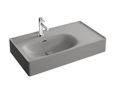 Vitra Equal Çanak Lavabo Dikdörtgen, 80x45 cm Tek Armatür Delikli, Su Taşma Delikli, Clean, Mat Taş Gri - 1