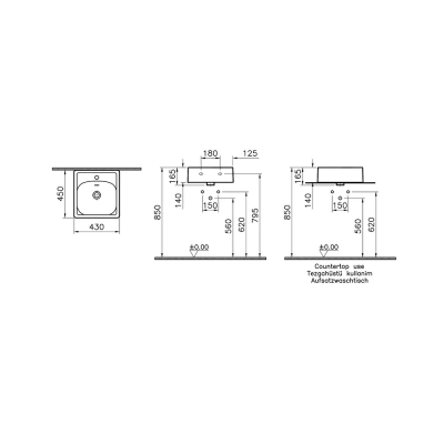 Vitra Equal Çanak Lavabo Yuvarlak, Kompakt, 45x45 cm Tek Armatür Delikli, Su Taşma Delikli, Clean, İndigo Mavi - 2
