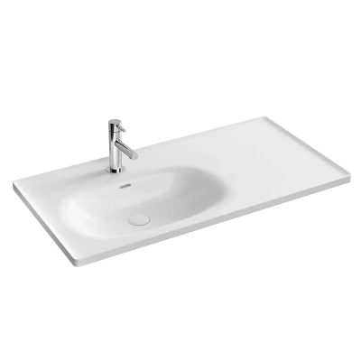 Vitra Equal Etajerli Lavabo 100x52 cm Tek Armatür Delikli, Su Taşma Delikli, Clean, Beyaz - 1