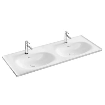 Vitra Equal Etajerli Lavabo 130x52 cm Tek Armatür Delikli, Su Taşma Delikli, Clean, Beyaz - 1