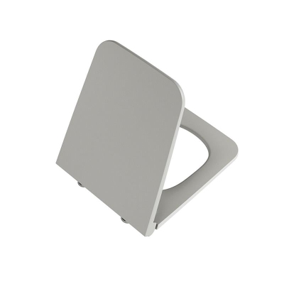 Vitra Equal Klozet Kapağı Slim, Duroplast, Üstten Sıkmalı Yavaş Kapanır, Kolay Sök-Tak, Metal Menteşeli, Mat Taş Gri 
