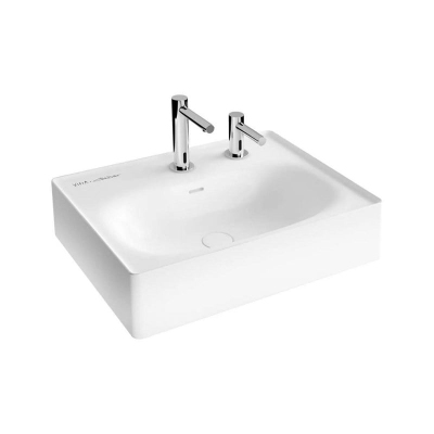 Vitra Equal Lavabo Dikdörtgen, 60x45 cm Temassız, Tek Armatür Delikli, Su Taşma Delikli, Sabunluk Delikli, Clean, Beyaz - 1