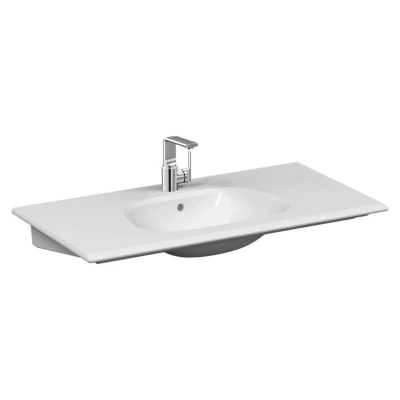Vitra Frame Etajerli Lavabo 105x50 cm Tek Armatür Delikli, Su Taşma Delikli, Clean, Beyaz - 1