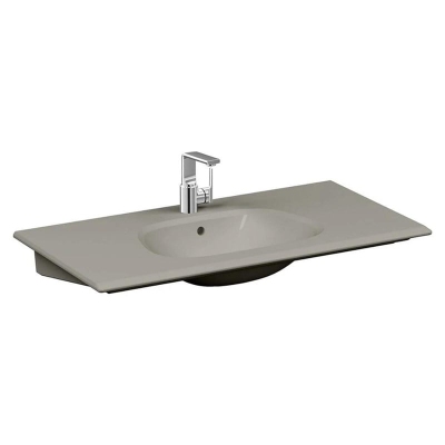 Vitra Frame Etajerli Lavabo 105x50 cm Tek Armatür Delikli, Su Taşma Delikli, Clean, Mat Bej - 1