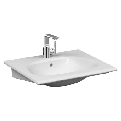 Vitra Frame Etajerli Lavabo 65x54 cm Tek Armatür Delikli, Su Taşma Delikli, Clean, Beyaz - 1