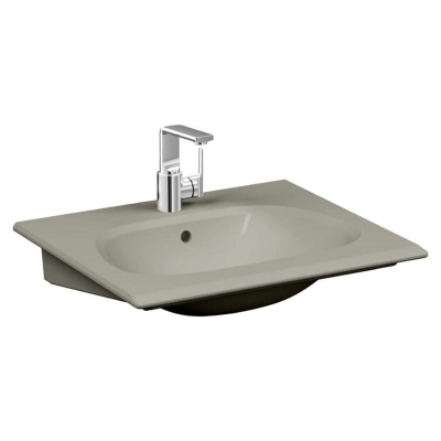 Vitra Frame Etajerli Lavabo 65x54 cm Tek Armatür Delikli, Su Taşma Delikli, Clean, Mat Bej - 1