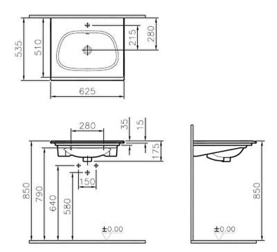 Vitra Frame Etajerli Lavabo 65x54 cm Tek Armatür Delikli, Su Taşma Delikli, Clean, Mat Bej - 2