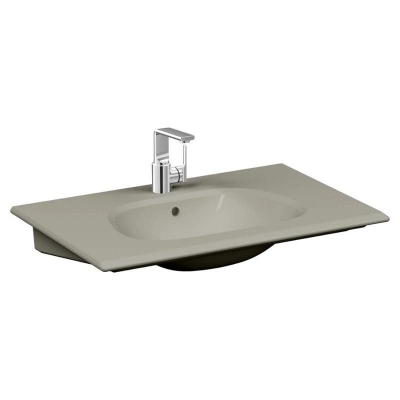 Vitra Frame Etajerli Lavabo 85x54 cm Tek Armatür Delikli, Su Taşma Delikli, Clean, Mat Bej - 1