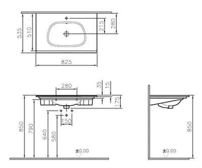 Vitra Frame Etajerli Lavabo 85x54 cm Tek Armatür Delikli, Su Taşma Delikli, Clean, Mat Bej - 2