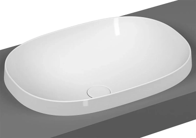 Vitra Frame Tezgahüstü Lavabo Oval, 55x39 cm Armatür Deliksiz, Su Taşma Deliksiz, Clean, Beyaz - 3