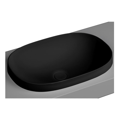 Vitra Frame Tezgahüstü Lavabo Oval, 55x39 cm Armatür Deliksiz, Su Taşma Deliksiz, Clean, Mat Siyah - 2