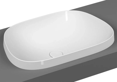 Vitra Frame Tezgahüstü Lavabo Tv Shape, 55x39 cm Armatür Deliksiz, Su Taşma Deliksiz, Clean, Beyaz - 2