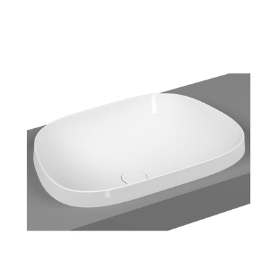 Vitra Frame Tezgahüstü Lavabo Tv Shape, 55x39 cm Armatür Deliksiz, Su Taşma Deliksiz, Clean, Mat Beyaz - 1