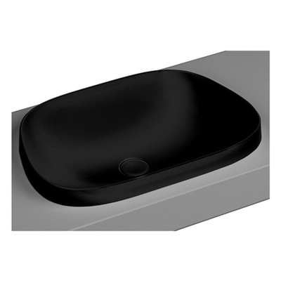 Vitra Frame Tezgahüstü Lavabo Tv Shape, 55x39 cm Armatür Deliksiz, Su Taşma Deliksiz, Clean, Mat Siyah - 1