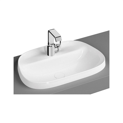 Vitra Frame Tezgahüstü Lavabo Tv Shape, 55x39 cm Tek Armatür Delikli, Su Taşma Deliksiz, Clean, Beyaz - 1
