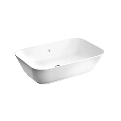 Vitra Geo Çanak Lavabo Dikdörtgen, 60x39 cm Armatür Deliksiz, Su Taşma Delikli, Beyaz - 2