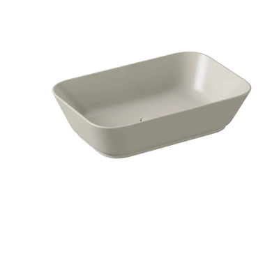 Vitra Geo Çanak Lavabo Dikdörtgen, 60x39 cm Armatür Deliksiz, Su Taşma Deliksiz, Mat Bej - 1