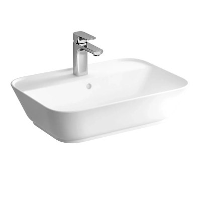 Vitra Geo Çanak Lavabo Dikdörtgen, 60x43 cm Tek Armatür Delikli, Su Taşma Delikli, Beyaz - 1