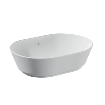 Vitra Geo Çanak Lavabo Oval, 55x40 cm Armatür Deliksiz, Su Taşma Delikli, Mat Beyaz - 1