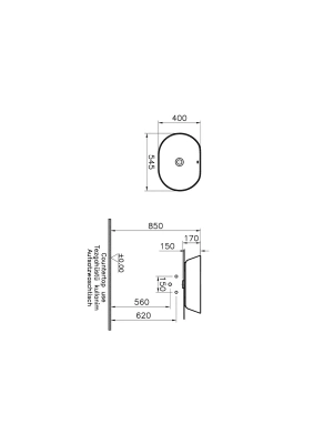 Vitra Geo Çanak Lavabo Oval, 55x40 cm Armatür Deliksiz, Su Taşma Delikli, Mat Beyaz - 5