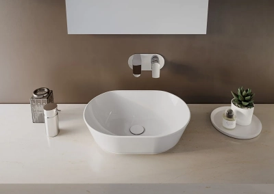 Vitra Geo Çanak Lavabo Oval, 55x40 cm Armatür Deliksiz, Su Taşma Deliksiz, Beyaz - 2