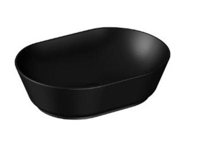 Vitra Geo Çanak Lavabo Oval, 55x40 cm Armatür Deliksiz, Su Taşma Deliksiz, Mat Siyah - 1