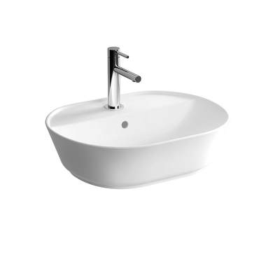 Vitra Geo Çanak Lavabo Oval, 55x43 cm Tek Armatür Delikli, Su Taşma Delikli, Beyaz - 1