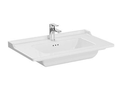 Vitra Integra Classic Etajerli Lavabo 80x46 cm Tek Armatür Delikli, Su Taşma Delikli, Beyaz - 1