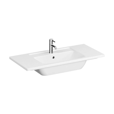 Vitra Integra Etajerli Lavabo 100x47 cm Tek Armatür Delikli, Su Taşma Delikli, Beyaz - 1