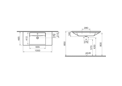 Vitra Integra Etajerli Lavabo 100x47 cm Tek Armatür Delikli, Su Taşma Delikli, Beyaz - 4