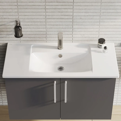 Vitra Integra Etajerli Lavabo 100x47 cm Tek Armatür Delikli, Su Taşma Delikli, Beyaz - 3