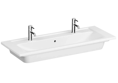Vitra Integra Etajerli Lavabo 120x47 cm Çift Armatür Delikli, Su Taşma Delikli, Beyaz - 1